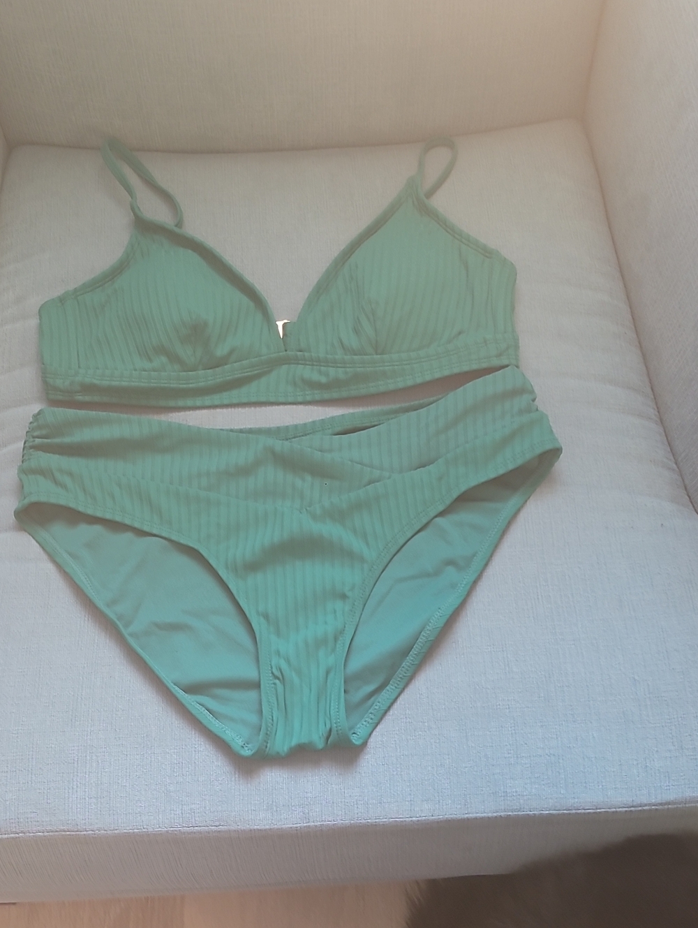 Mint Ribbed Bikini Set - Women Swim